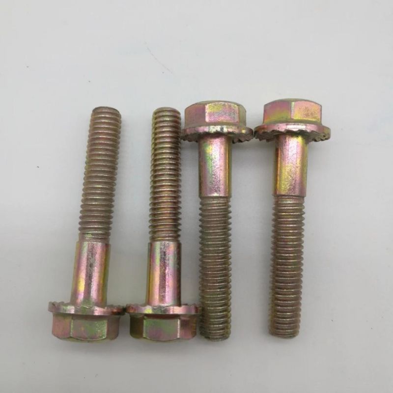 Yellow Zinc Flange Bolt Flange Screw Hex Bolt with Flange