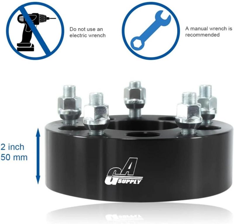 5X4.5 to 5X5 Wheel Spacers with 2" 71.5mm Hub Bore 1/2-20 Studs