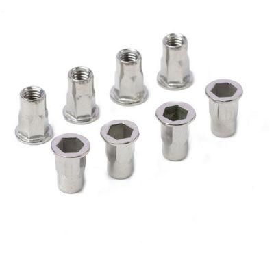 M4-M12 SS304 SS316 Flat Head Open End Semi Hex Body Rivet Nut