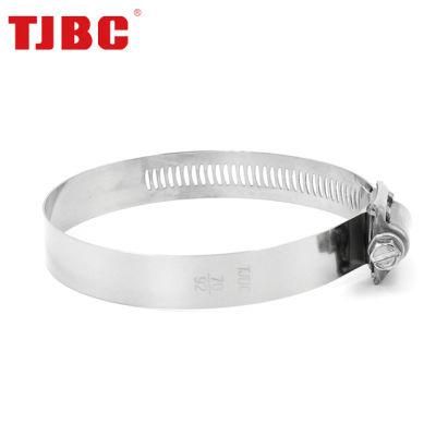 15.8mm Bandwidth Adjustable Perforated Worm Drive American Heavy Duty 304ss Stainless Steel Hose Clamp for Main Engine Plants, 172-194mm