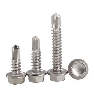 Stainless Steel 304 DIN7504 Hex Flange Head Self-Drilling Tapping ISO5480 Drilling Screws with Tapping Screw Thread with Collar