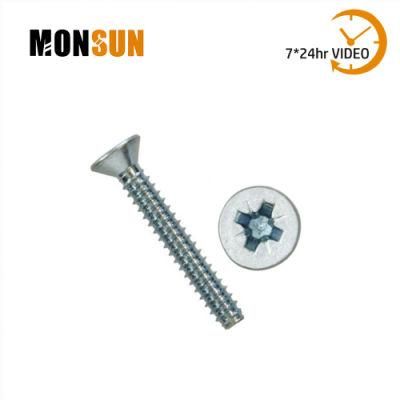 DIN7982 Case Hardened Steel Pozi Countersunk Head Type B Self Tapping Screw