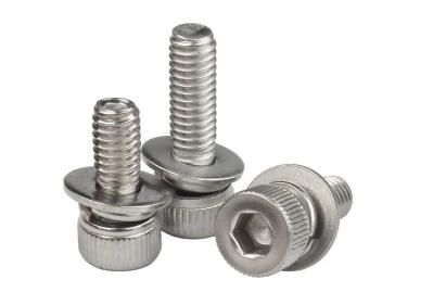304 Stainless Steel Cup Head Hexagon Socket Three Combination Screw Cylindrical Cushion Screw Combination Bolt M4m5m6m8m10