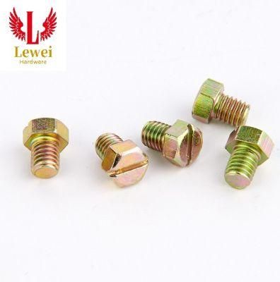 Hexagon Head Slotted Screw, Yellow Zinc Plating Bolt