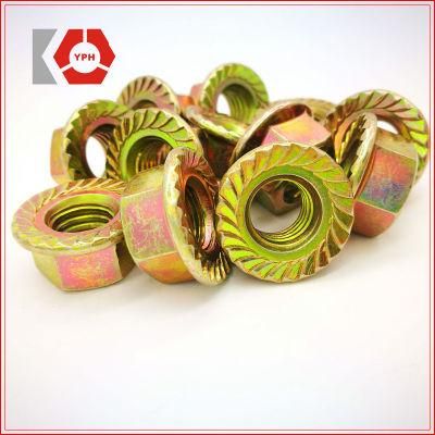High Quality DIN 6923 Carbon Steel Hexagon Head Hex Flange Nut with Yellow Zinc