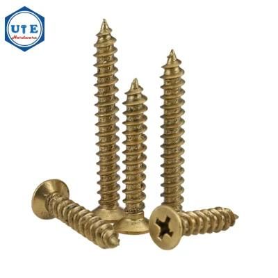 DIN7982 Brass Material Self Tapping Screw Flat Head Cross Recess Drives