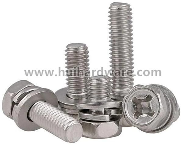 Cross Recessed Hex Head Sems Screws with Washer Attached