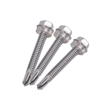 Stainless Steel 410 Hex Flange Head Drilling Screw Roofing Self Tapping Screw with Rubber Washer