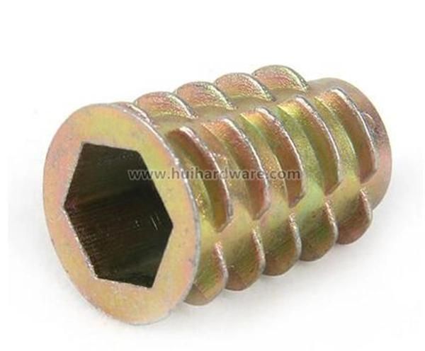Color Zinc Plated Zinc Alloy Wood Insert Nut M6/M8/M10