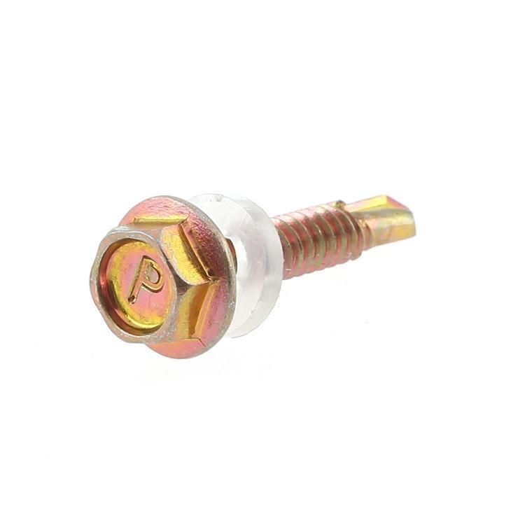Yellow Zinc Plated Hex Flange Head Self Drilling Screws