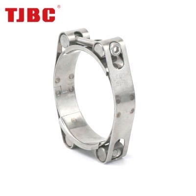 Galvanized Iron Heavy Duty Double Bolts and Double Bands Super Hose Tube Clamp for Heavy-Duty Car, 60-70mm
