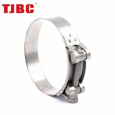 Zinc Plated Steel Adjustable High Pressure European Type Heavy Duty Light Unitary Single Bolt Hose Clamp with Solid Nut for Automotive, 48-51mm