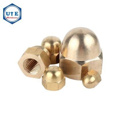 M3 - M12 Motor Parts Brass Decorative Hex Domed Cap Nut DIN1587 Made in China