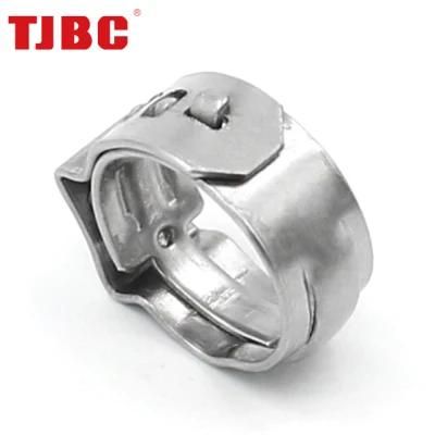 304ss Stainless Steel Pipe Tubing Clamp Single Ear Round Ring Safety Stepless Hydraulic Air Hose Clamp, Spring Hose Clips, 22.4-25.6mm