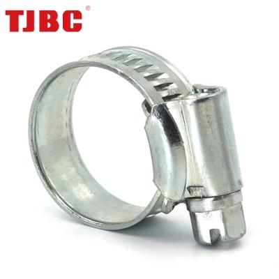 Adjustable Non-Perforation Worm Drive British Type Stainless Steel Hose Clamp with Riveted Housing for Automotive, 90-120mm