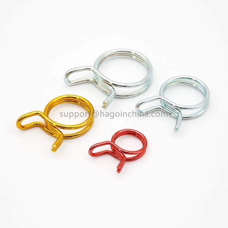 Stock ID 15mm Red Zinc Plated Double Wire Spring Type Tubing Clip Pipe Hose Clamp