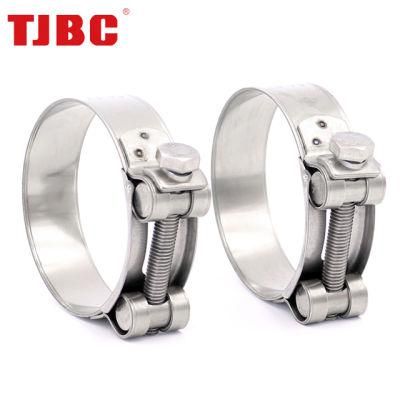 W1 Zinc Plated Steel Worm Gear Adjustable Heavy Duty T Bolt Hose Clip for Exhaust with Single Bolt, 30mm Bandwidth, 140-148mm