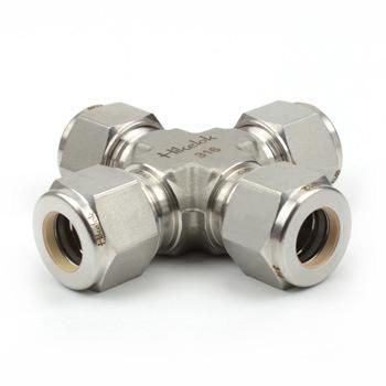 Stainless Steel 316 Leak-Free Double Ferrules Compression Tube Fittings Union Cross