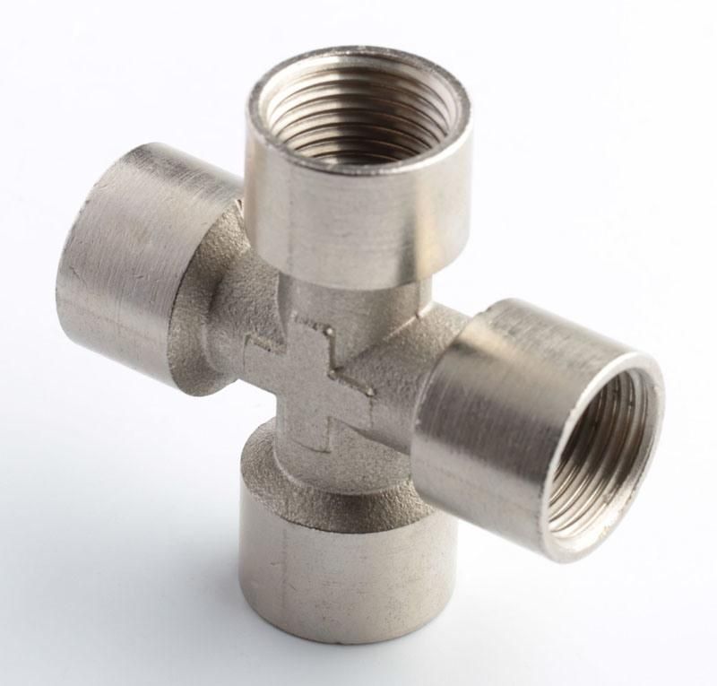 Xhnotion Pneumatic Nickel Plated Brass Fitting 1/8′′ Union Cross Connector