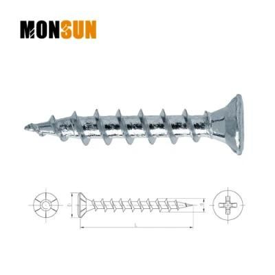 White Clear Blue Zinc Coating/Black Phosphated Coarse Thread Double Countersunk Flat Head Window Screw for Plastics