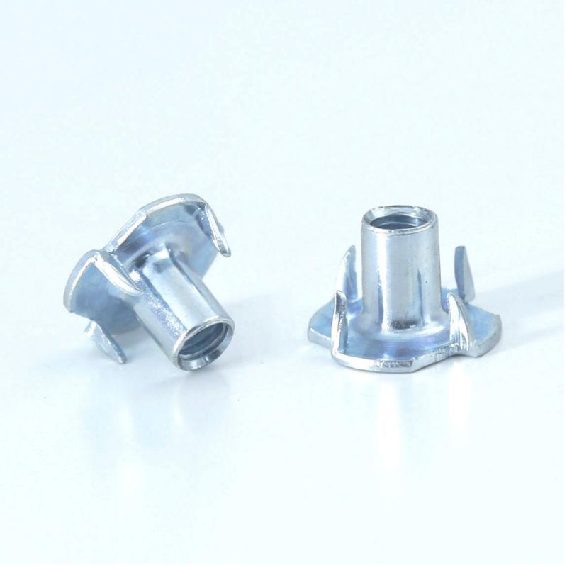 Zinc Plated T-Nut, 4 Prong T Nuts