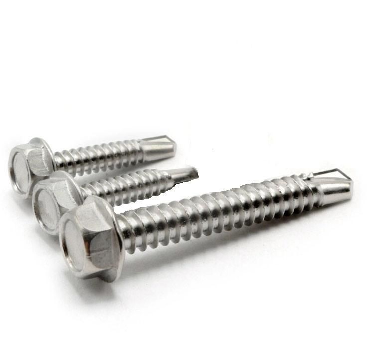 DIN7504 Hex Wahser Head Self Drilling Screws, Hex Head Self Drilling Screws. Stainless Steel