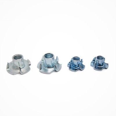 Manufacturers Wholesale M10 DIN1624 4 Prong Insert T Nut Stainless Steel Four Claw Tee Nut