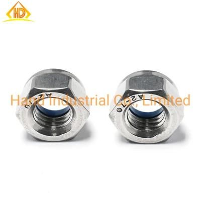 Factory Supply DIN985 18-8 Stainless Steel Plain Finish M5 M6 M8 Hex Nylon Insert Lock Nuts