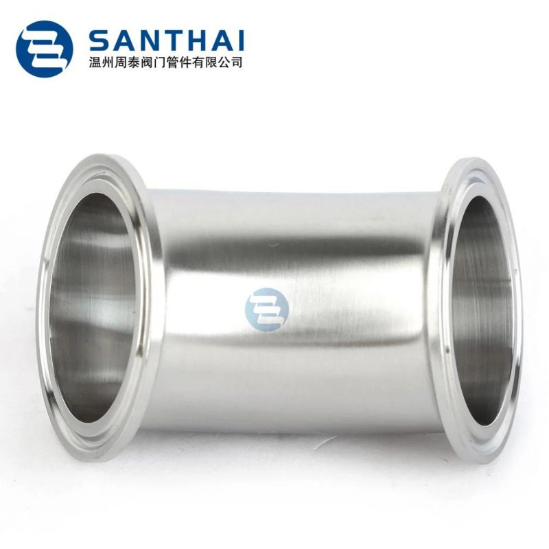 Food Grade Sanitary Butt Weld Stainless Steel 45 Degree Tri Clamp Pipe Fitting Elbow
