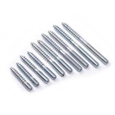 China Wholesale Furniture Fastener Hardware Galvanized Steel Double Threaded End Wood Dowel Screws Hanger Bolts