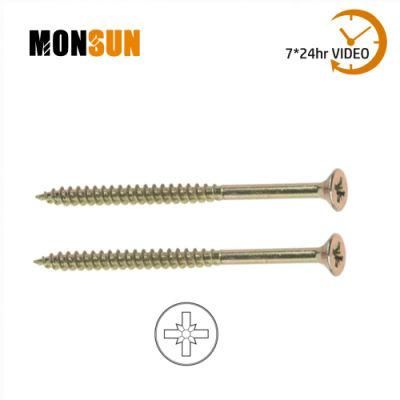 Yellow Zinc Plated Galvanized Pz Double Countersunk Head Csk with Nibs Multifunctional Screw/Chipabord Screws