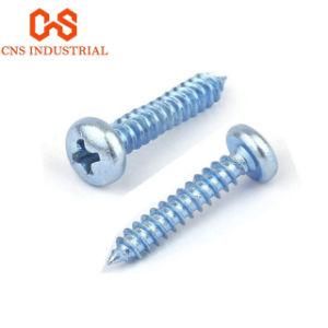 Factory Supply Blue Galvanized Cross Recessed Pan Head Tapping Screws