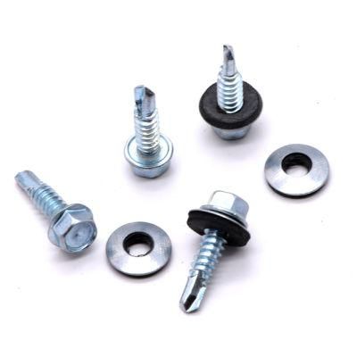 High Quality Galvanized Metal Hex Washer Head Tek Wood Steel Hex Self Drilling Screw with Assembled Washers