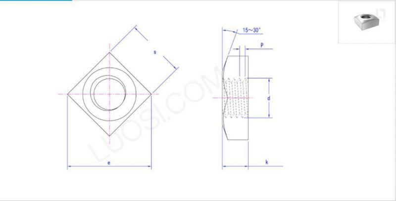 DIN557 Stainless Steel Square Nuts Fastener Hardware SS304/316 M4 M8 Thread Square Nuts