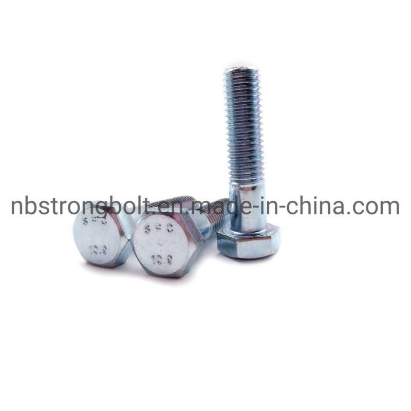 DIN931 Hex Bolt, Hex Cap Screw Gr. 10.9 with Withe Zinc Plated