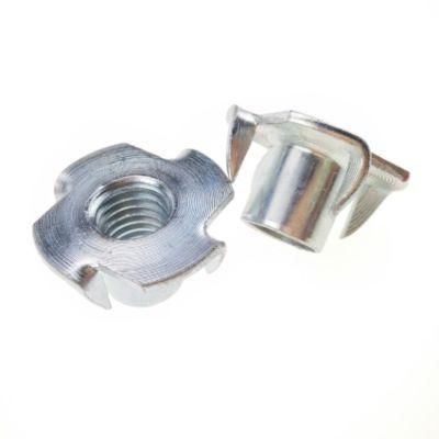 Carbon Steel Tee Nuts for Furniture Insert Lock 4 Prongs