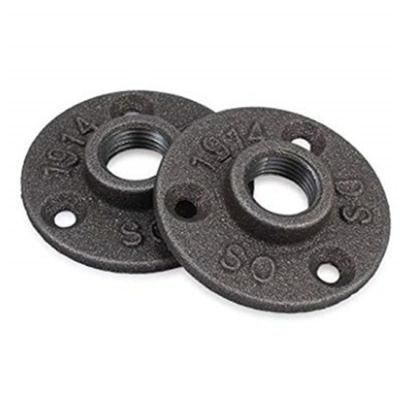 Furniture Pipe Fitting Malleable Iron Floor Flange Black Sand Blasting 1/2-Inch for Stair Pipe Handrail
