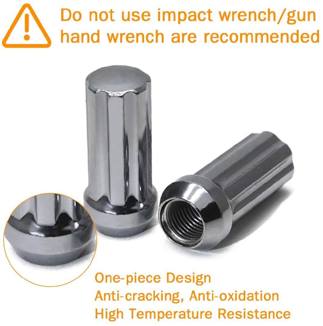 Chrome 1/2-20 Bulge Acorn 3/4" 19mm Hex 2" Tall Lug Nuts