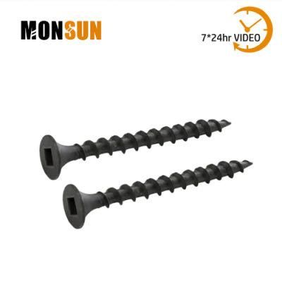 Square Drive Black Phosphate Coating Single Coarse Thread Bugle Head Piercing Point Drywall Screw for Plasterboard