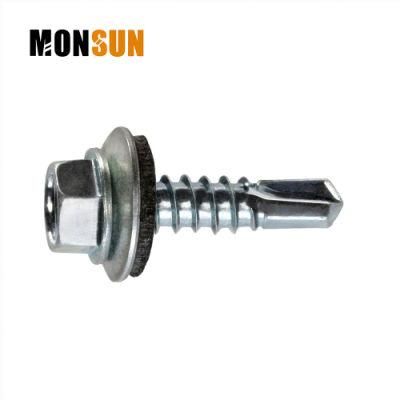 Unslotted Indented Hex Washer Head with Neoprene Washer Self Drilling Screw