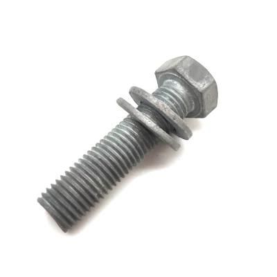 Carbon Steel Grade 6.8 8.8 M30 M40 Hot DIP Galvanized Electrical Hex Head Bolt with Washers for Power