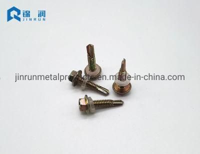 Hex Flange Head Self-Drilling Screw with Transparent PVC Washer