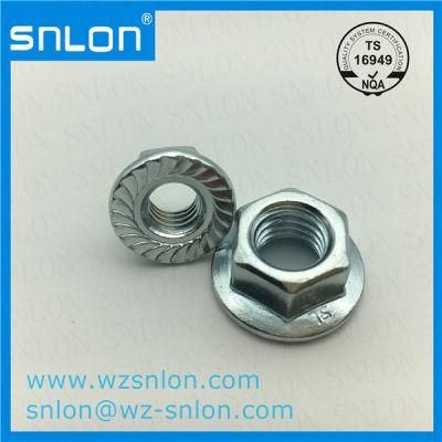 Hex Nuts with Flange Serrated White Zinc