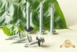 DIN7504 Hexagonal Head Machine Thread White Galvanized EPDM Washer Self Drilling Screw