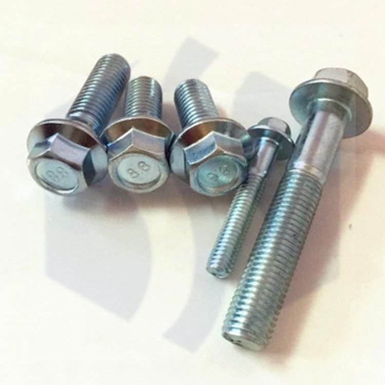 Yellow Zinc Plating Carbon Steel 8.8 Grade Serrated Hex Flange Bolt /DIN6921