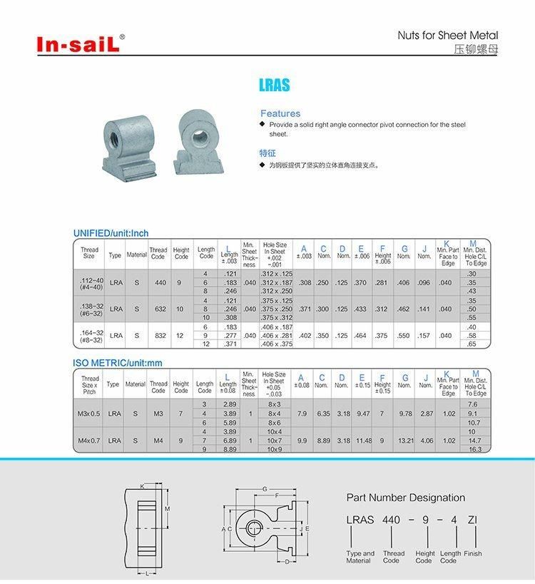 Smtso/Smtsob Surface Mount Nuts and Spacers/Standoffs 2-56, 4-40, 6-32, 8-32, M2, M2.5, M3, M3.5, M4, 3.1, 3.6 and 4.2