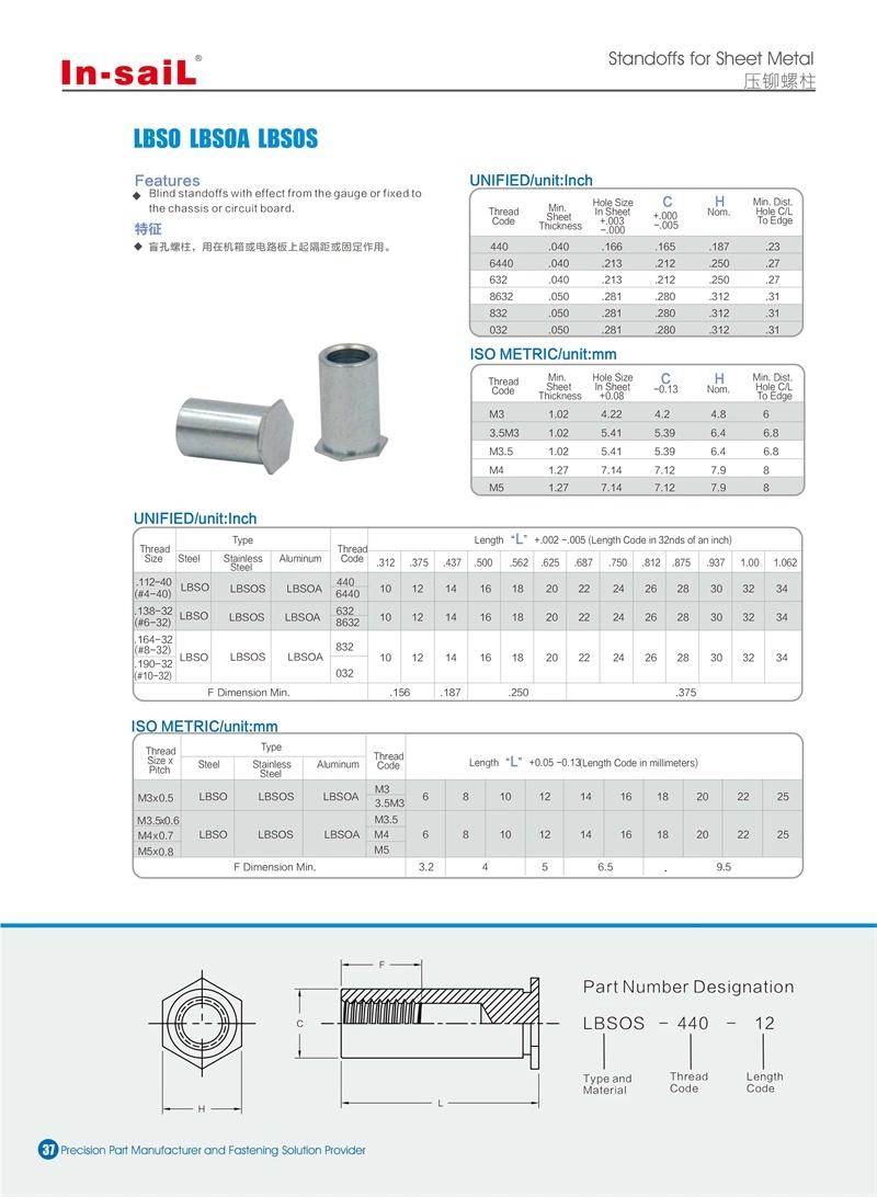 Self-Clinching Blind Hexagonal Electrical Standoff Fastener
