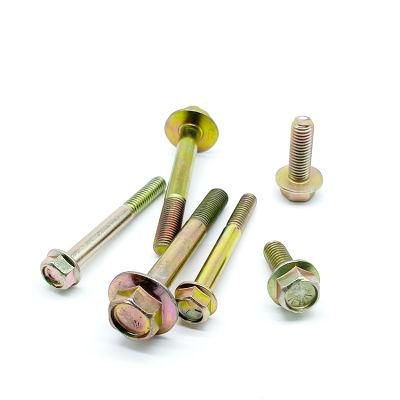 Motorcycle Parts Yellow Zinc Hex Flange Bolt M10 DIN6921 Hexagon Bolt and Nut Serrated Hex Head Flange Bolt