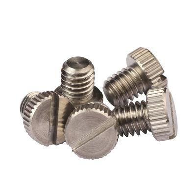 Customized Mini Stainless Steel Knurled Head Slotted Machine Screw