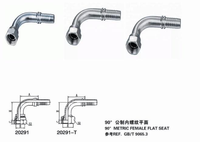 Tube Steel Metric Thread Fitting 90 Degrees Female Flat Seat